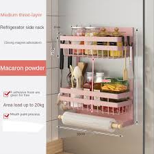 tagères latérales magnétiques pour réfrigérateur et Machine à laver, étagère de rangement pour la cuisine avec support en bois