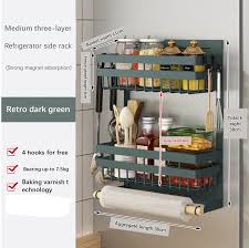 tagères latérales magnétiques pour réfrigérateur et Machine à laver, étagère de rangement pour la cuisine avec support en bois